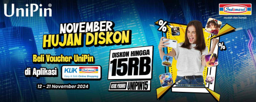 November Hujan Diskon – Beli Voucher UniPin di Klik Indomaret, Diskon hingga Rp15,000